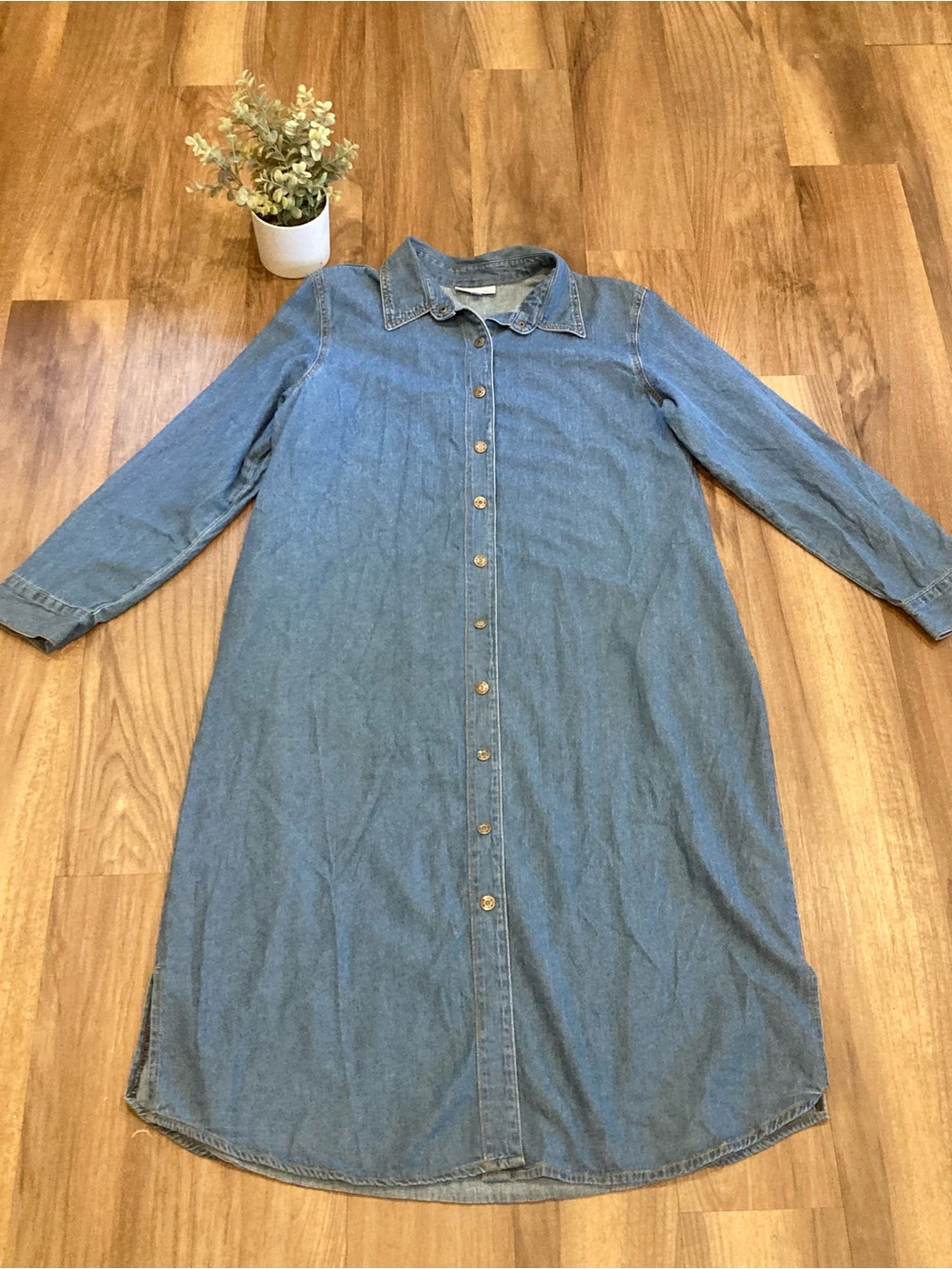 NorthStyle Denim 100% Button-Front Long Sleeve Dress